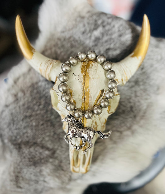 Galloping Stallion Silver Stretch Bracelet 1236