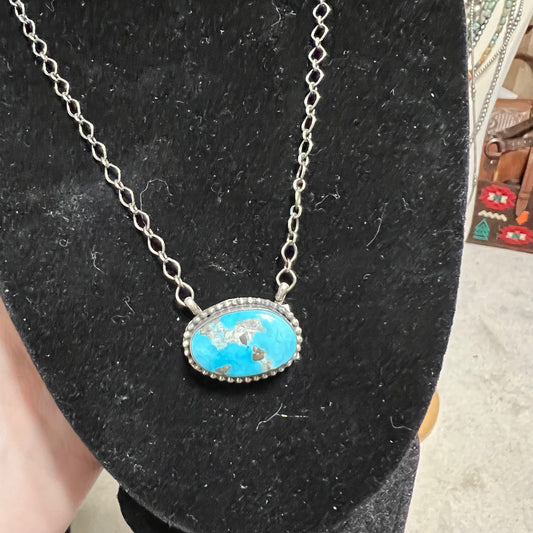 Artist - Scott Skeets Handmade Navajo Prince Turquoise Necklace (18 inch) 0467