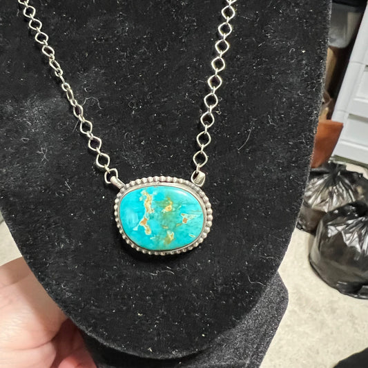 Artist - Scott Skeets Navajo Handmade Royston Turquoise 18 inch Necklace 0468