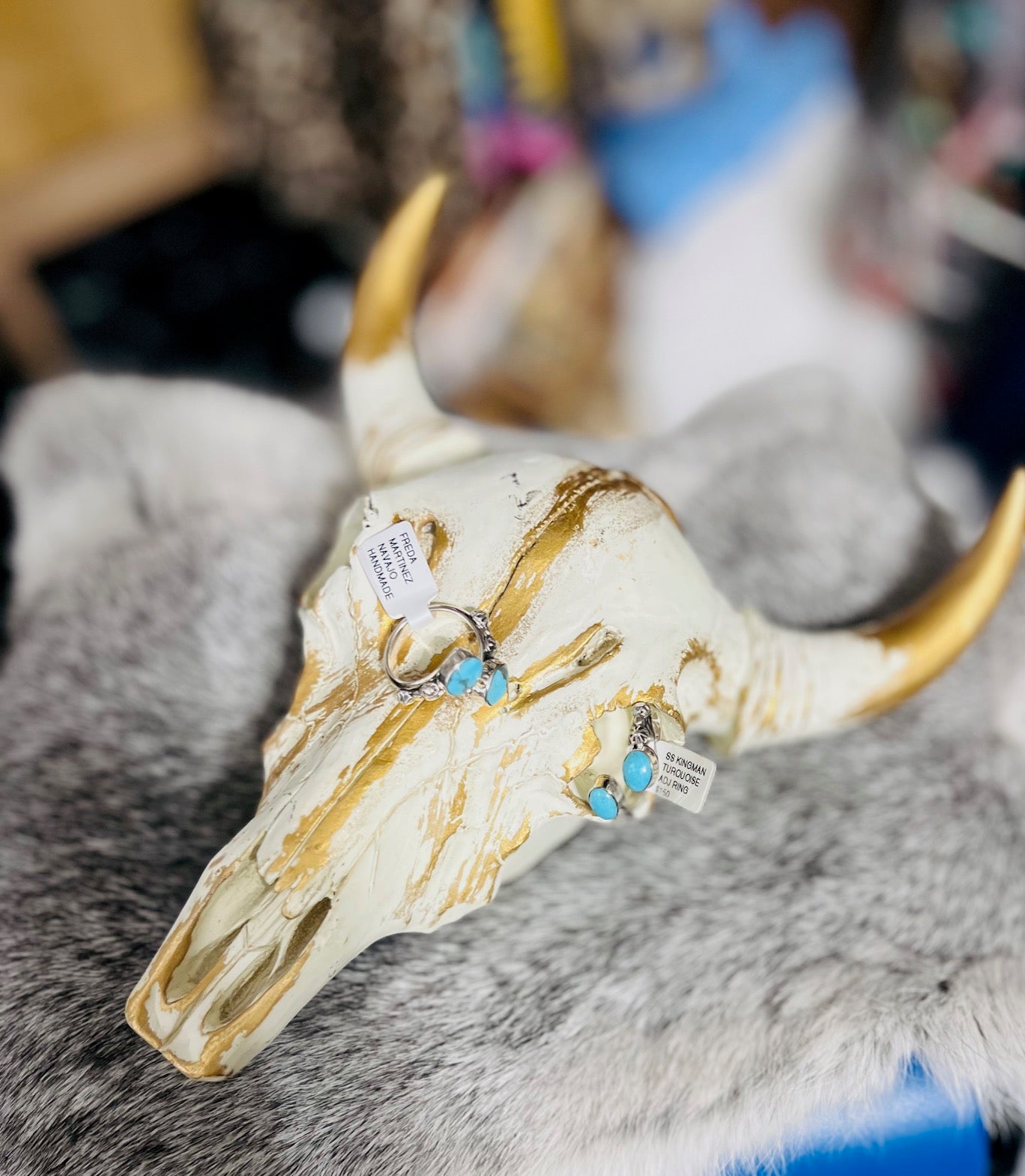 Artist - Freda Martinez Navajo Handmade Sterling Silver Adjustable Turquoise Ring 1061