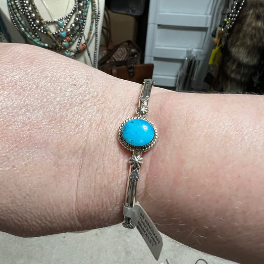 Artist - Mike Jones Handmade Navajo Genuine Turquoise Cuff Bracelet 1207