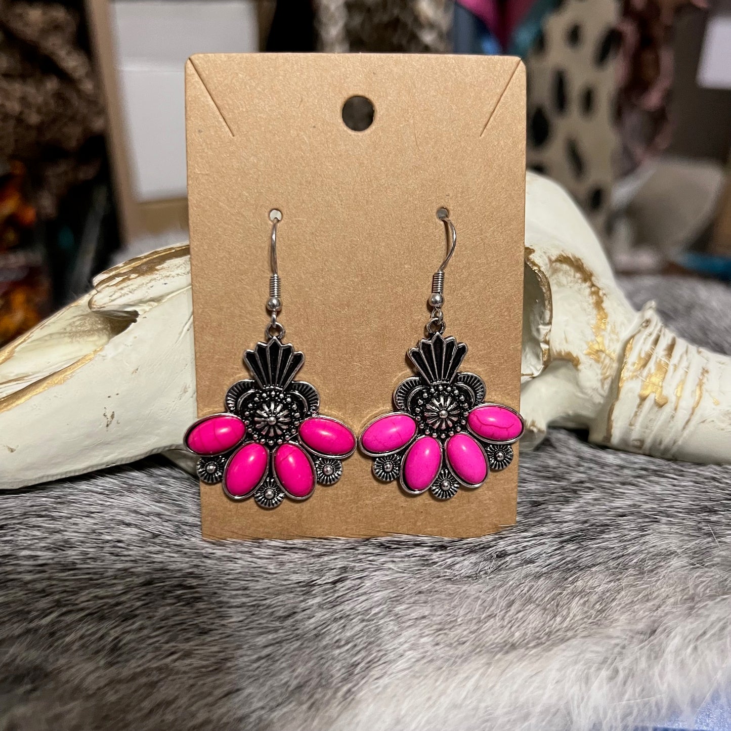 Pink Floral Native Inspired Earrings
