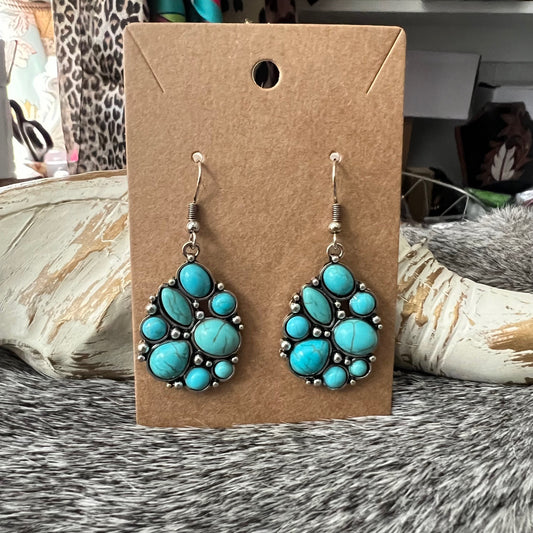 Fashion Turquoise Inspired Cluster Earrings 0824