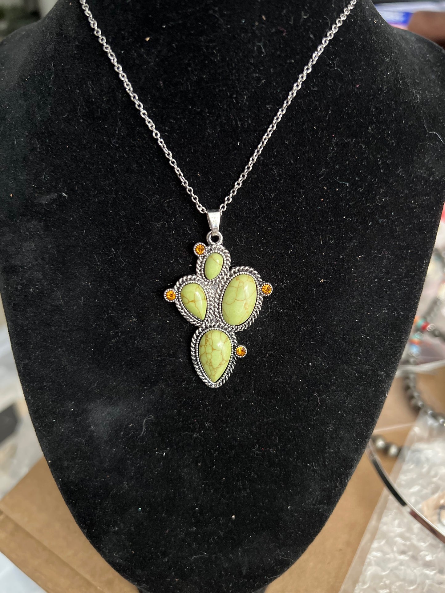 Sage Green Fashion Inspired Palomino Necklace - 18 inch