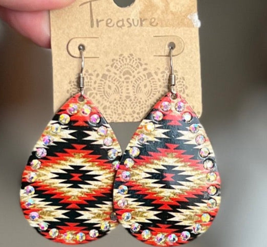 Aztec Teardrop AB Stone Earrings 0768