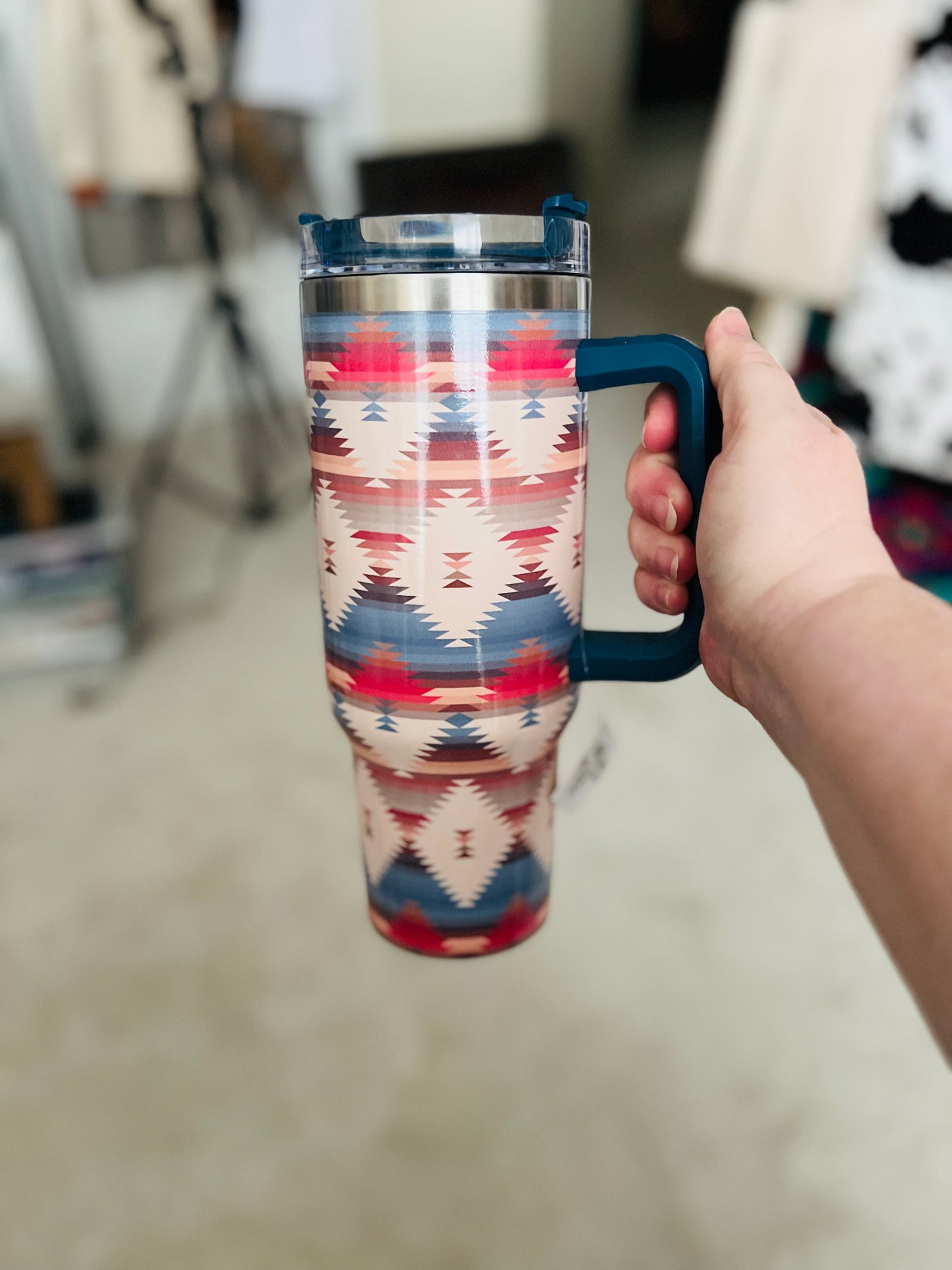 Aztec Western Style 40 oz Tumbler with Handle Cedar Hill Country Market