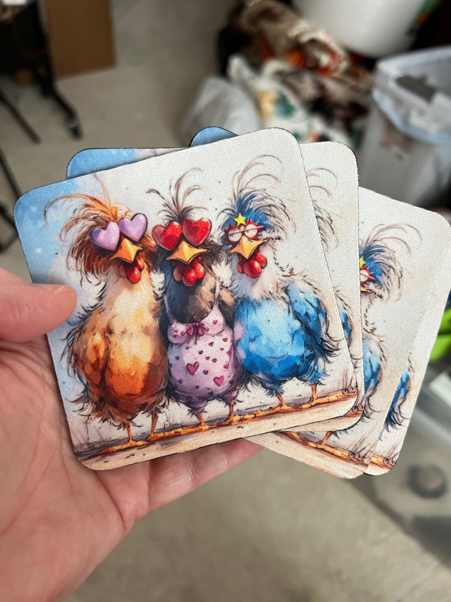 Summer Chicks Square Neoprene Coasters (Set of 4) 0152