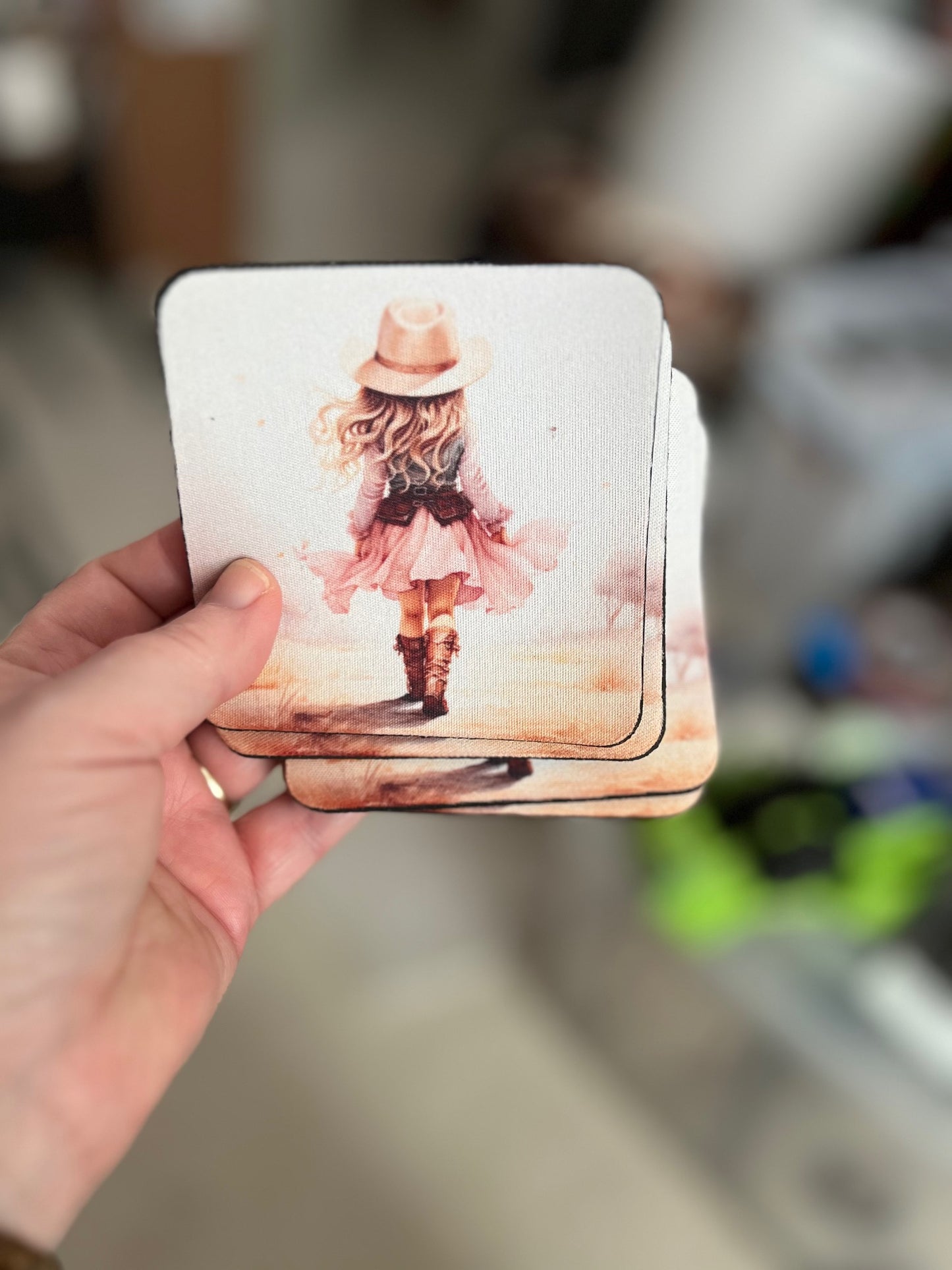 Little Cowgirl Pink Sass Neoprene Coasters (Set of 4) 0149