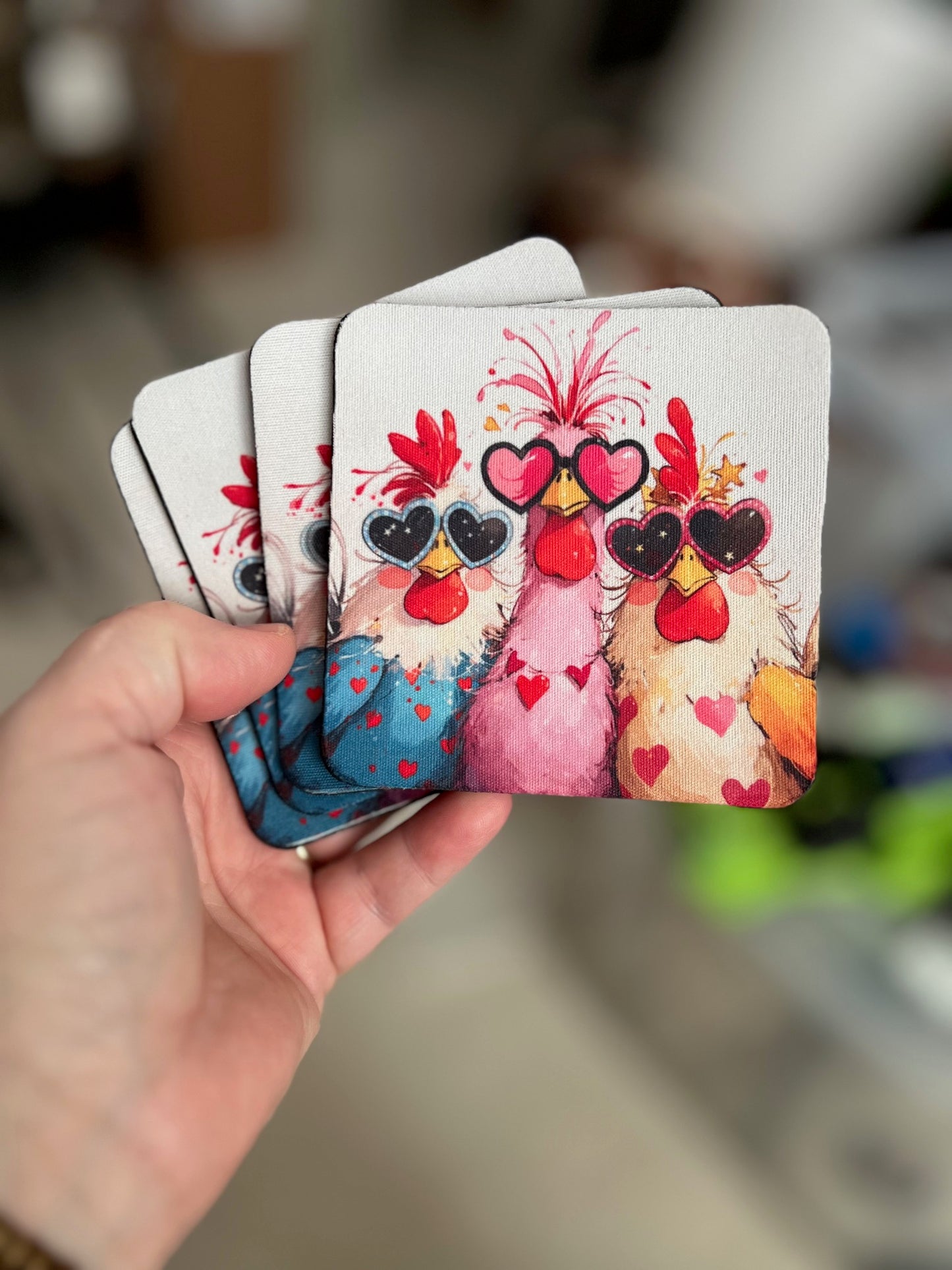 Lovely Chicks Square Neoprene Coasters (Set of 4) 0146