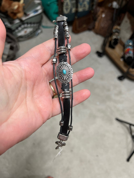 PU Leather Concho Duo Bracelet with Magnetic Clasp 1263