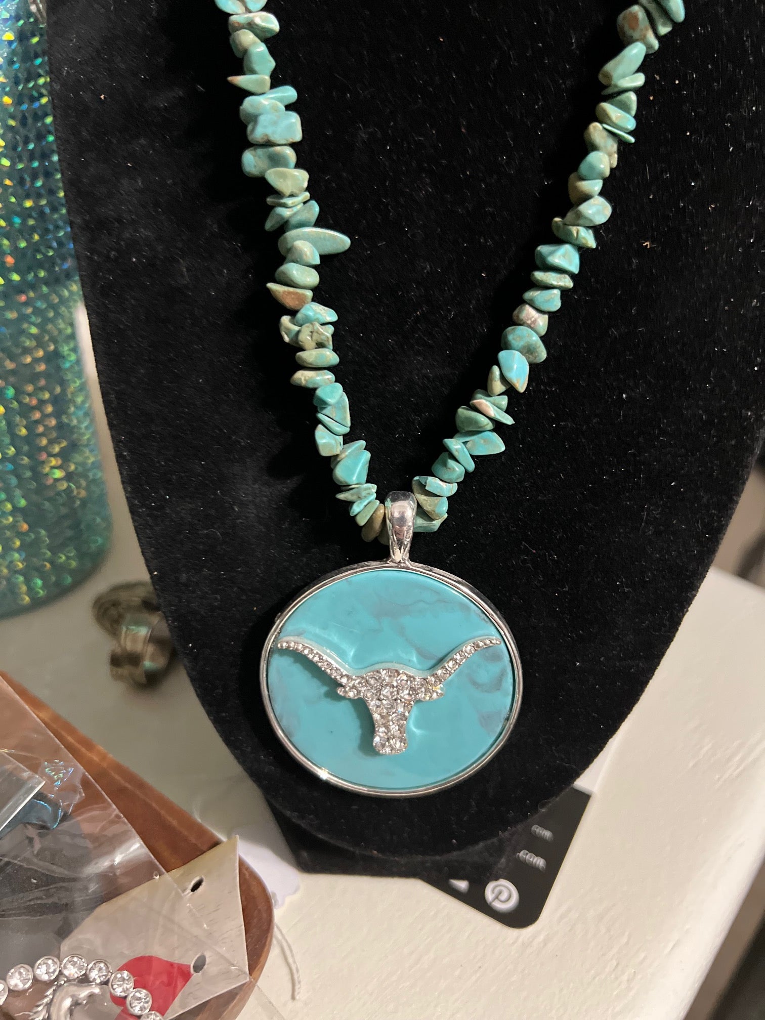 Turquoise Fashion Chunky Bullhead Necklace and Earring Set Cedar Hill Country Market