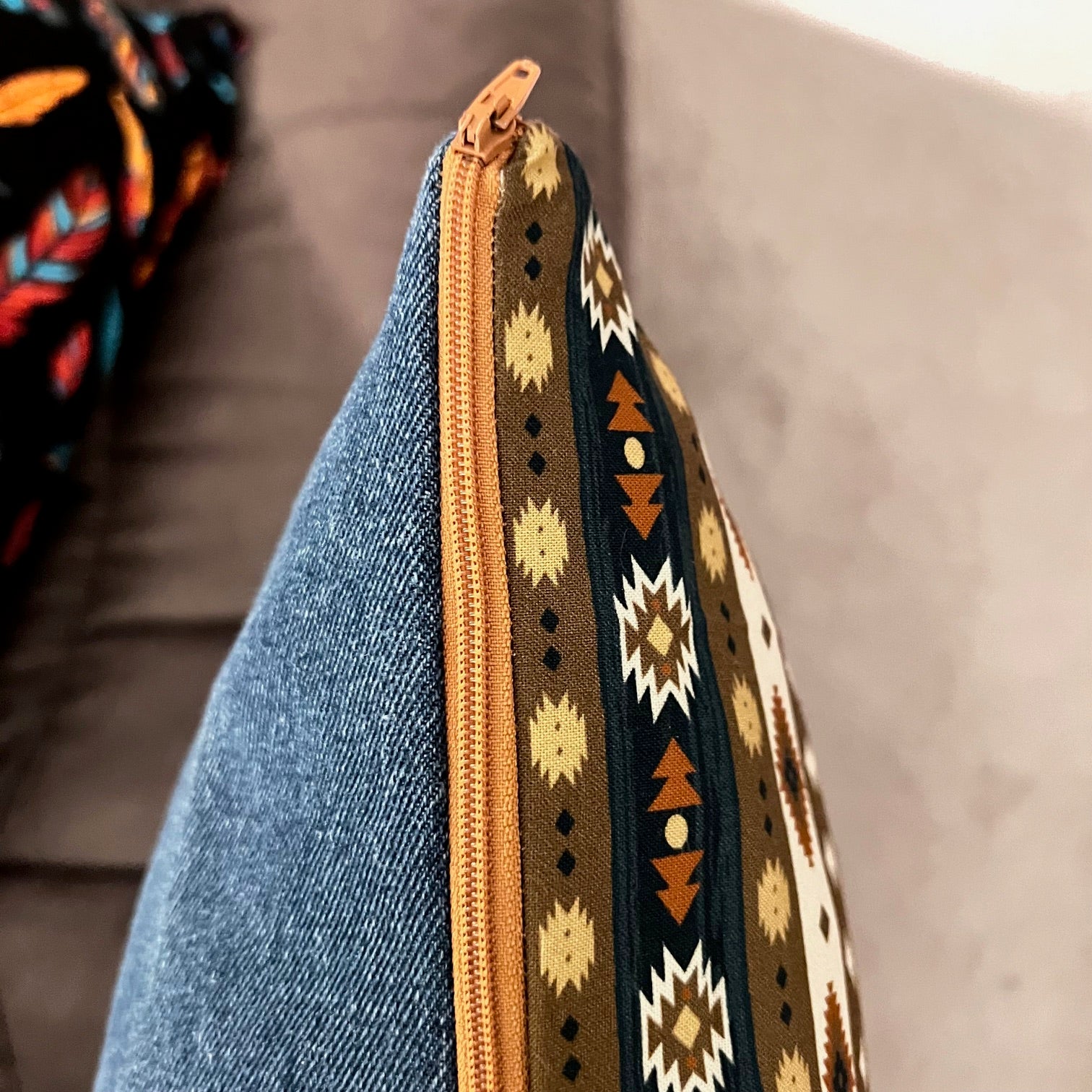 Dessert Dark Brown and Navy Aztec Western Style Pillow 18 inch Covers CedarHill Country Market