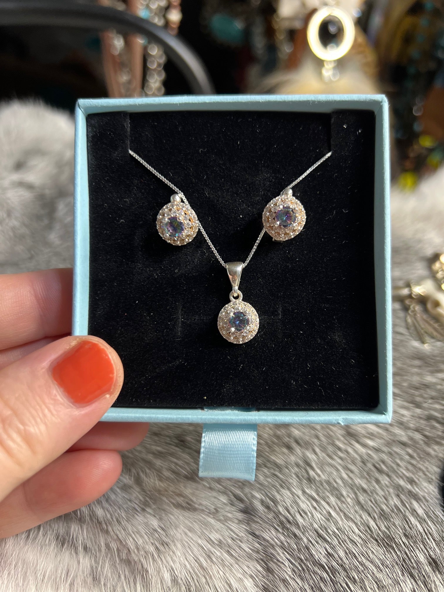 Aquamarine Two Piece Sterling Silver Set Cedar Hill Country Market