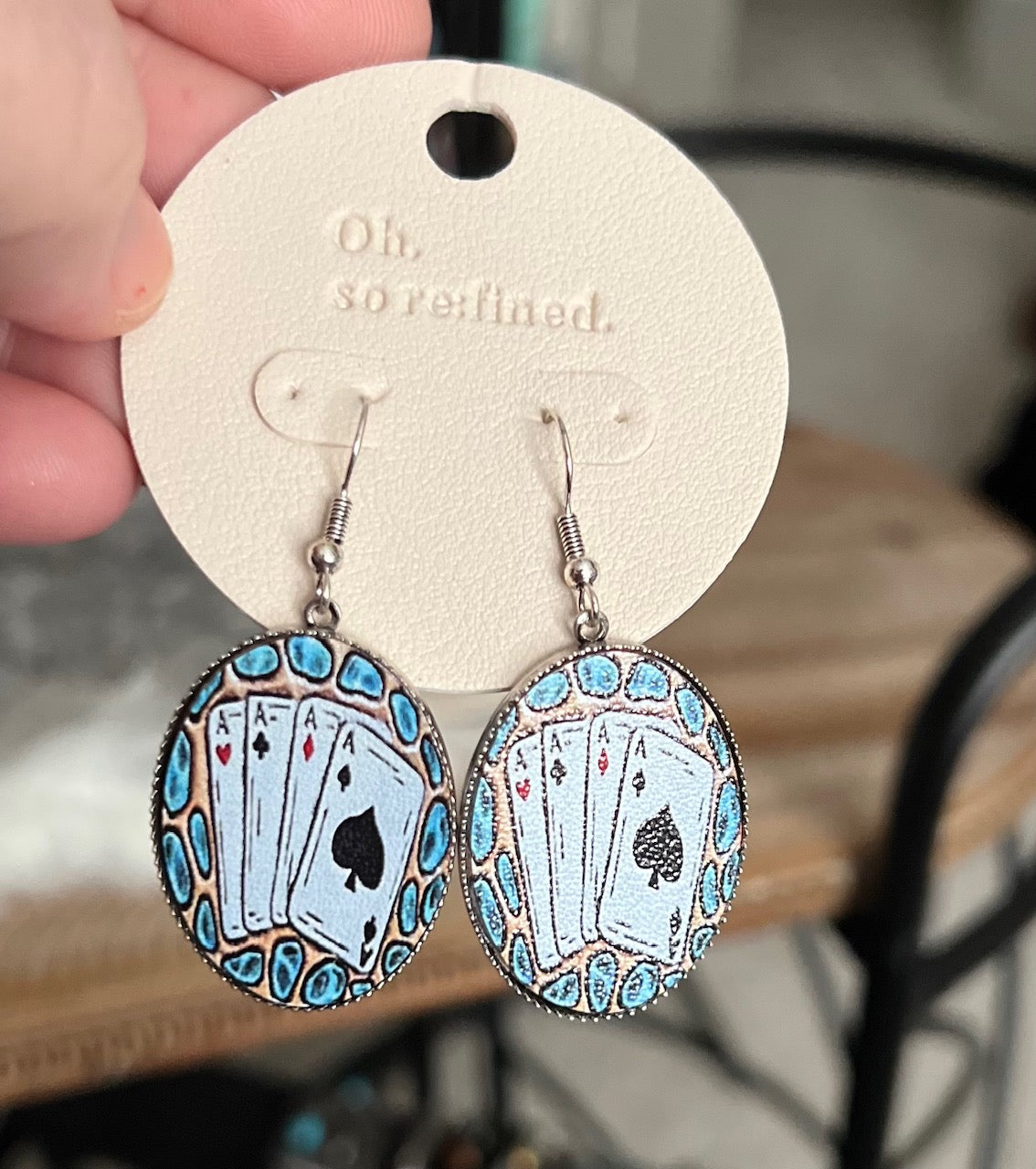 Four of a Kind Ace Earrings on Hooks Cedar Hill Country Market