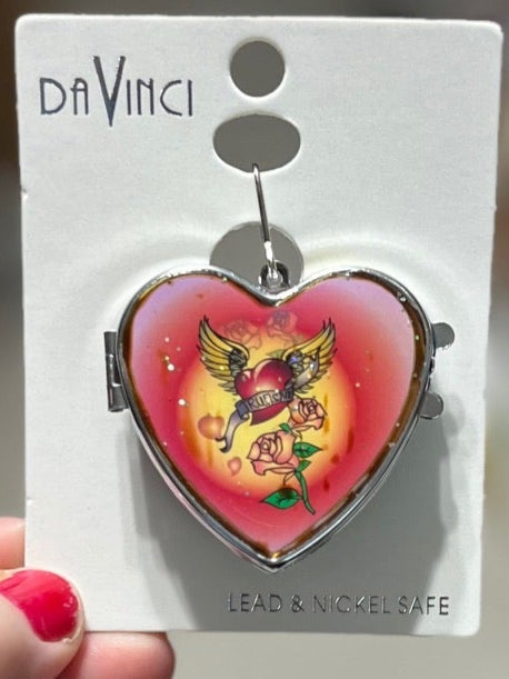 2 sided /Boho Hippie Love and Faith Mirror Locket Pendant - Multi Cedar Hill Country Market