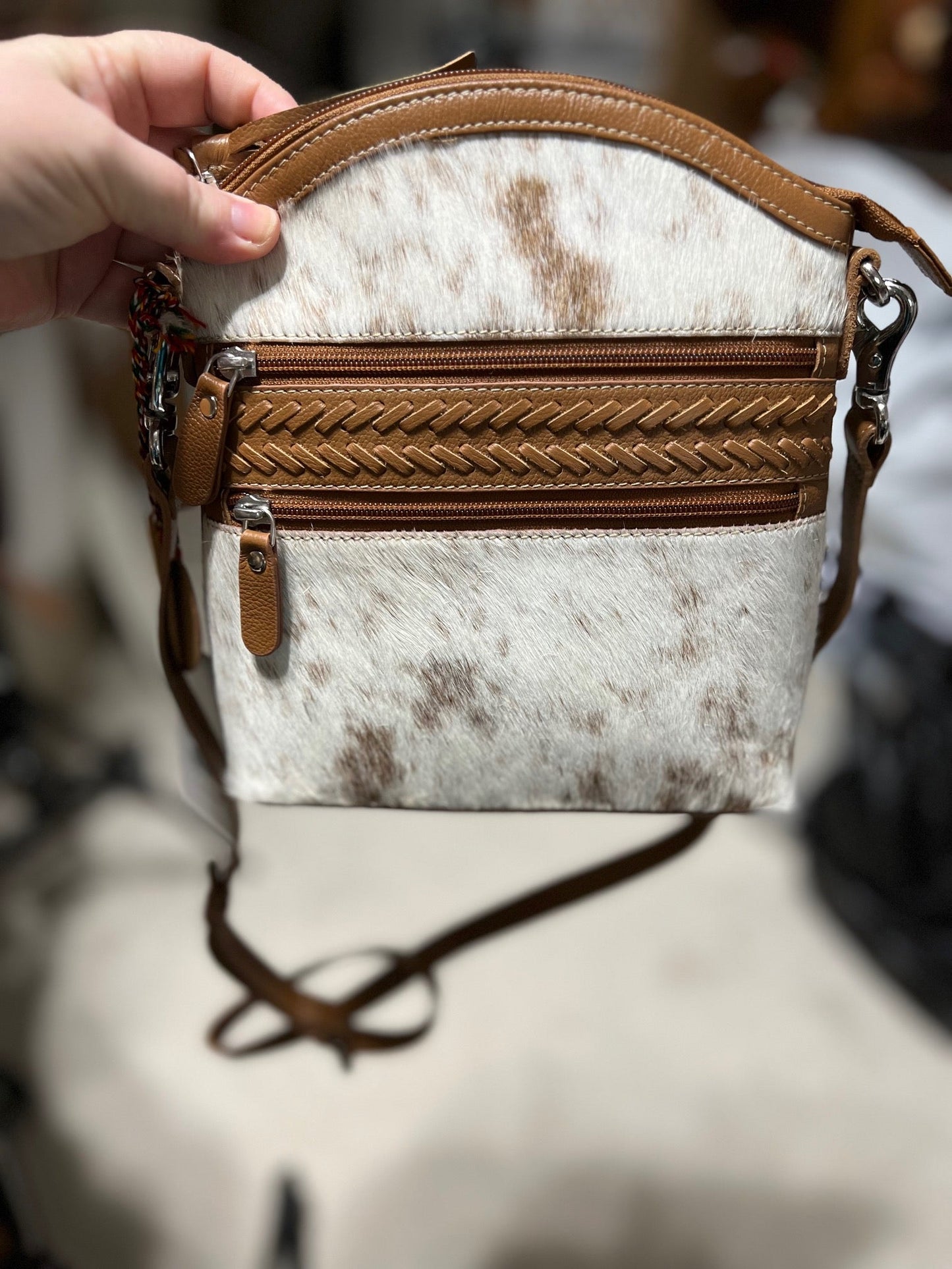 Wild Spirit Crossbody Bag in Brown & White Cedar Hill Country Market