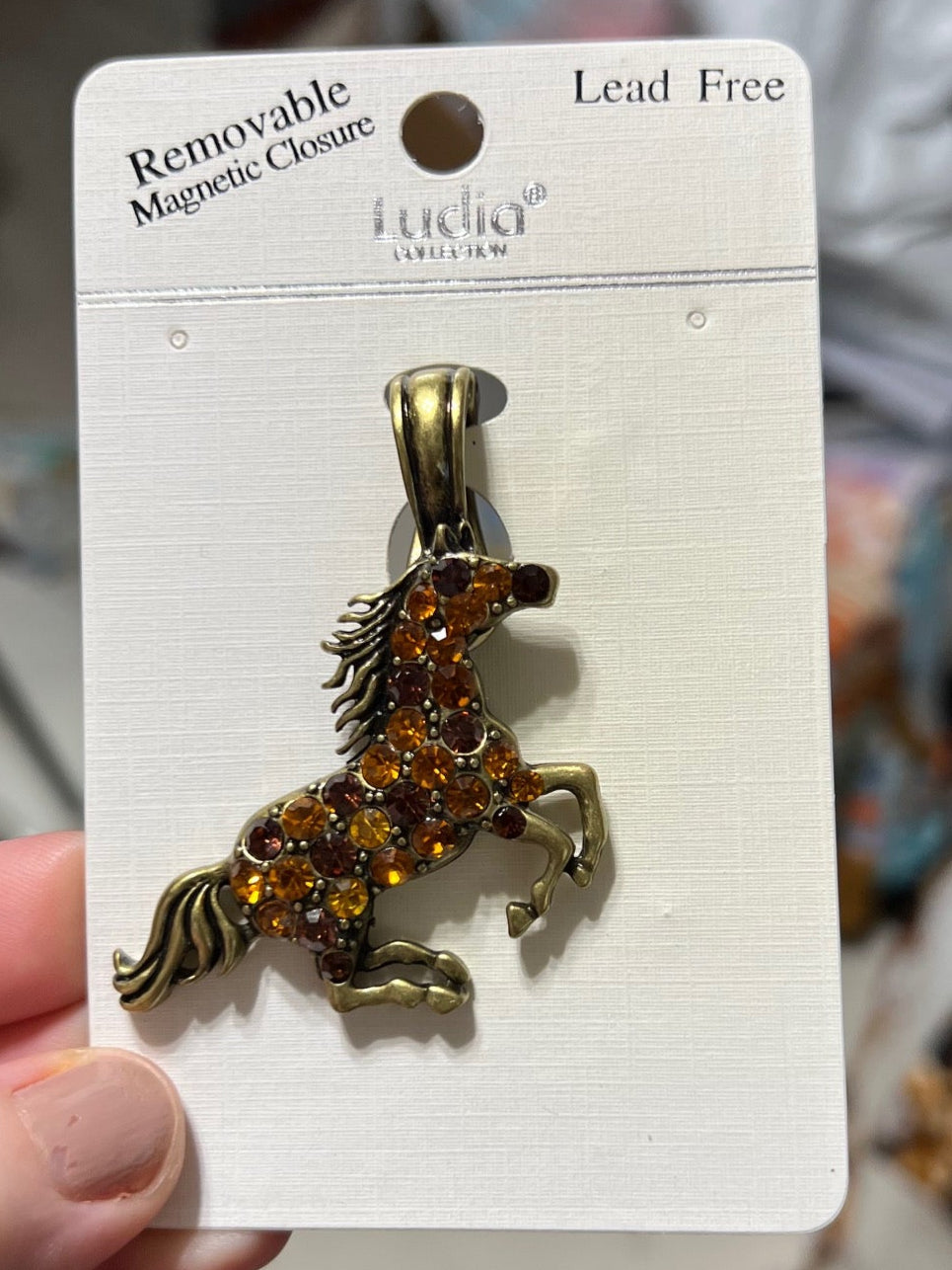 Gold Fashion Stallion Pendant with Magnetic Clasp Cedar Hill Country Market