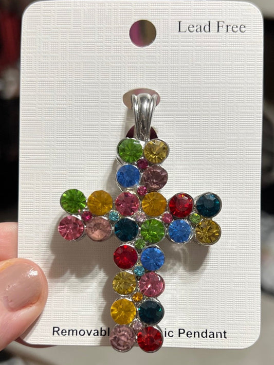 Rainbow Crystal Cross Pendant with Magnetic Clasp Cedar Hill Country Market