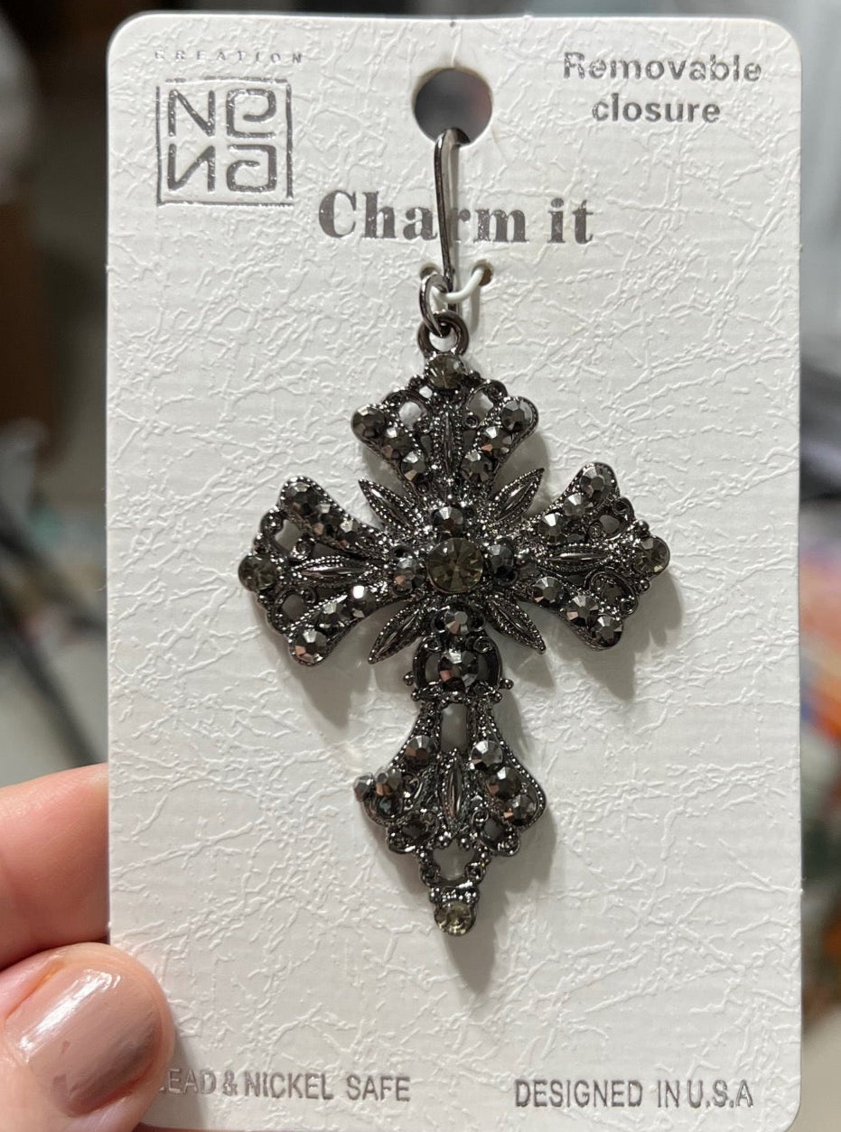 Silver and Black Fashion Cross - 3 inch Cedar Hill Country Market