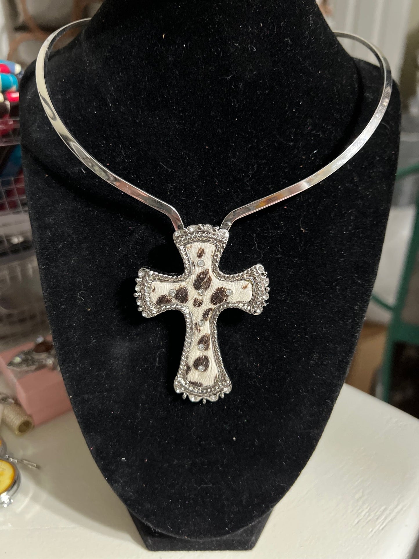 Cowhide Cross Pendant - 3 inch Cedar Hill Country Market