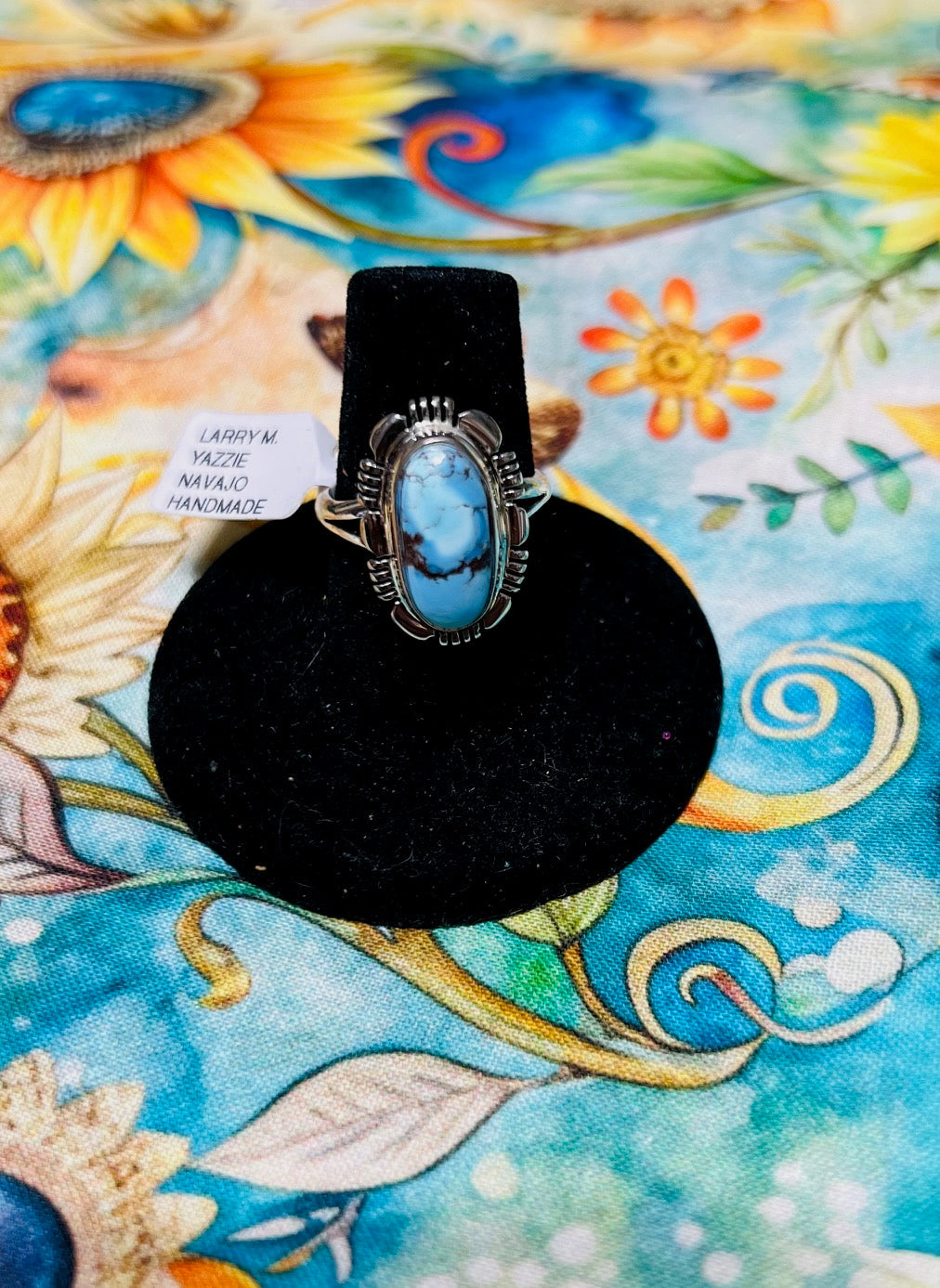 Larry Yazzie Navajo Handmade Golden Hills Turquoise Ring Size 6.5 Cedar Hill Country Market