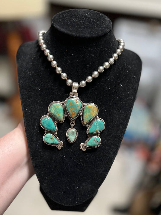 Tibetan Navajo Squash Blossom Pendant Cedar Hill Country Market