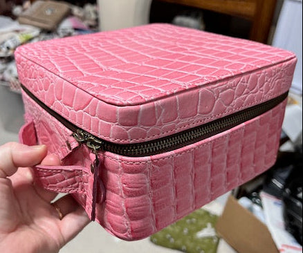 Pink Croc/Genuine Leather Jewelry Storage Box Cedar Hill Country Market