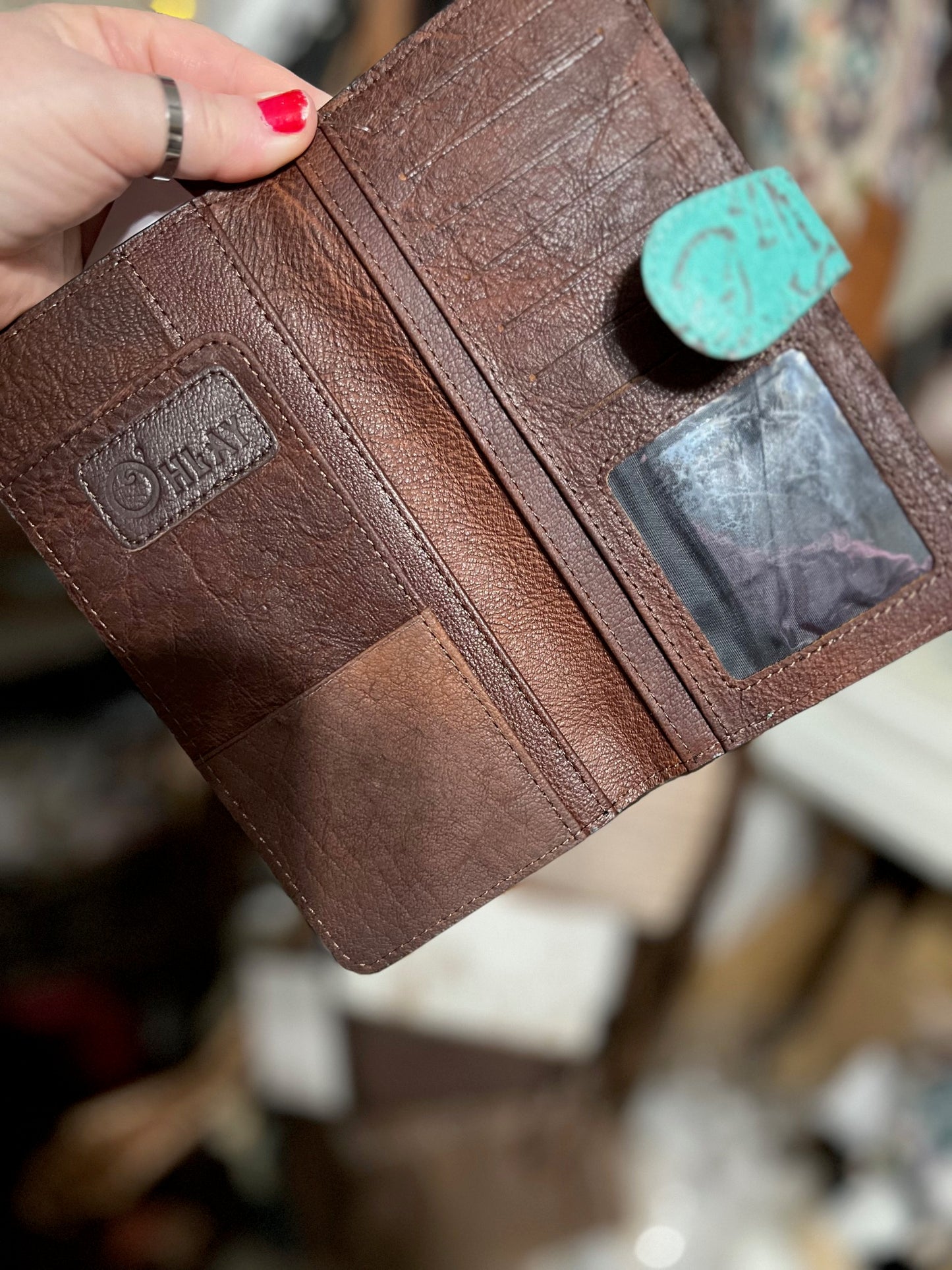 Women's Wallet Genuine Croc & Turquoise Leather Western Bag