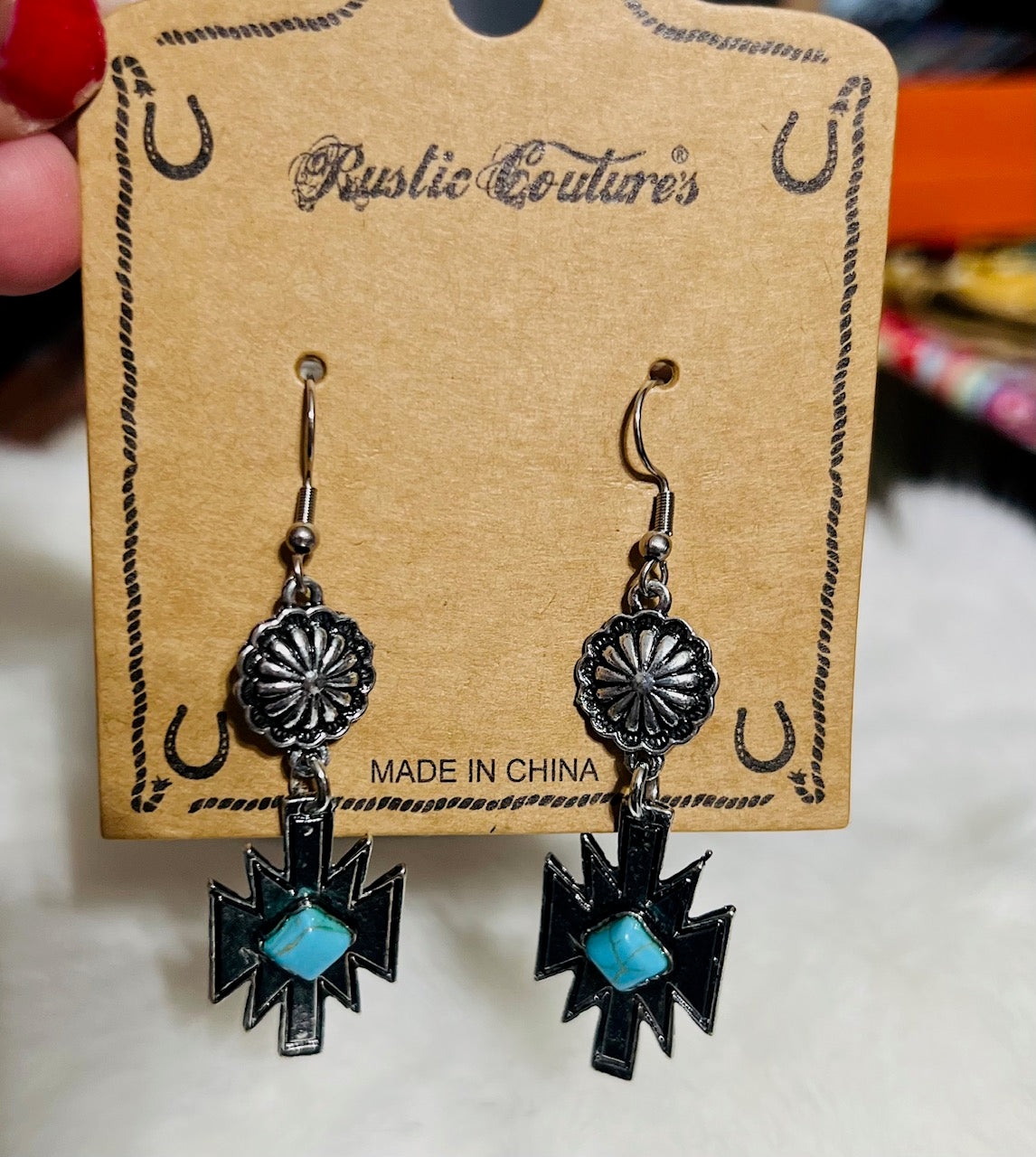 Western Aztec Dangle Earrings - Multi Cedar Hill Country Market