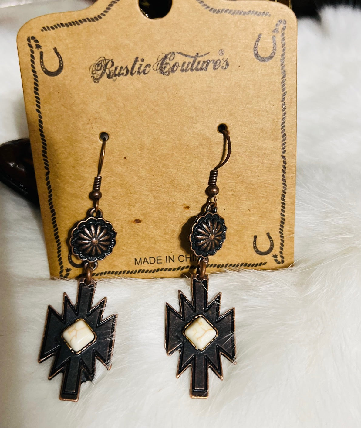 Western Aztec Dangle Earrings - Multi Cedar Hill Country Market