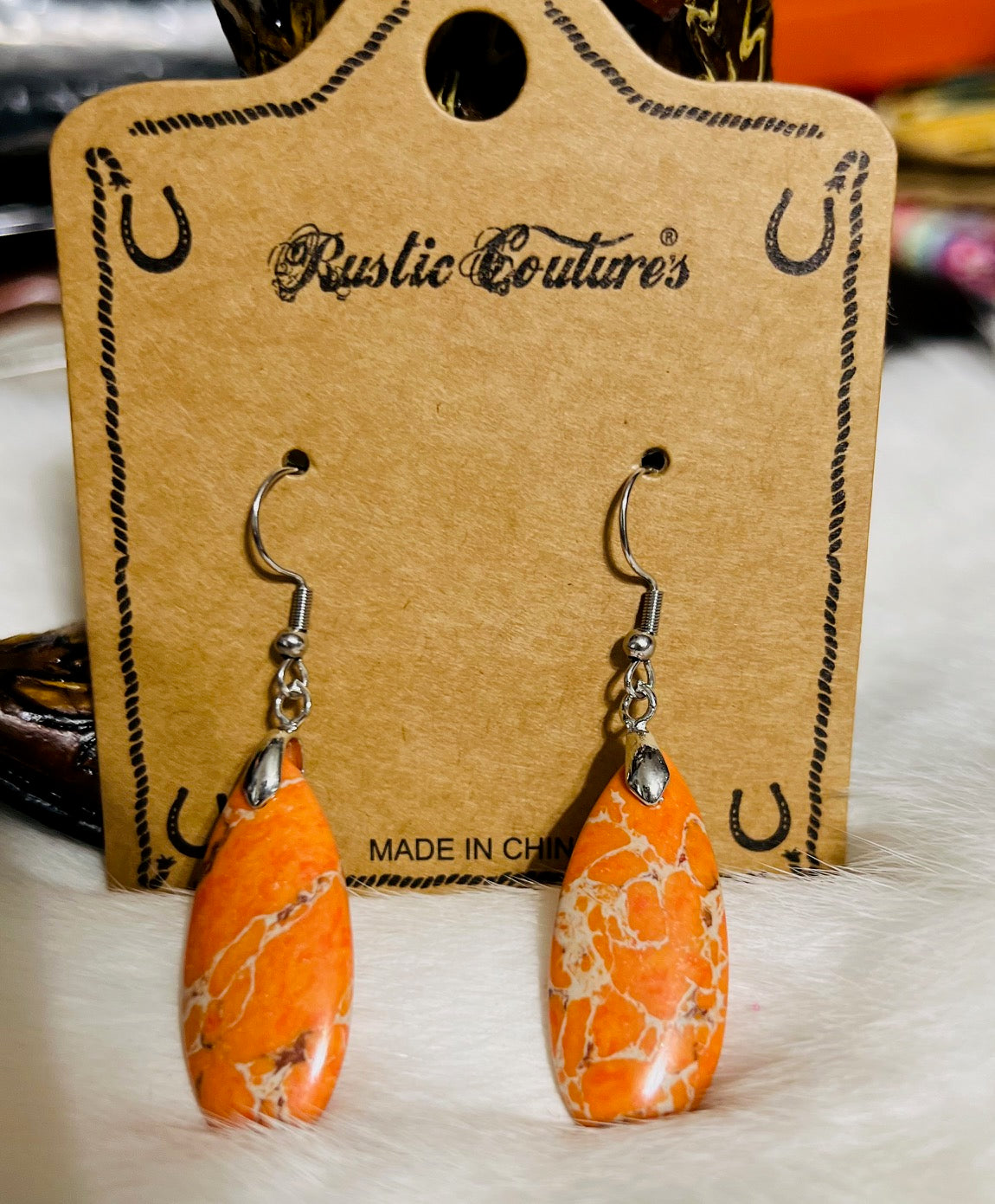 Rustic's Couture's Natural Stone Dangle Earrings Cedar Hill Country Market