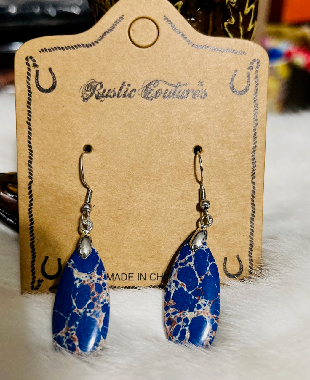 Rustic's Couture's Natural Stone Dangle Earrings Cedar Hill Country Market