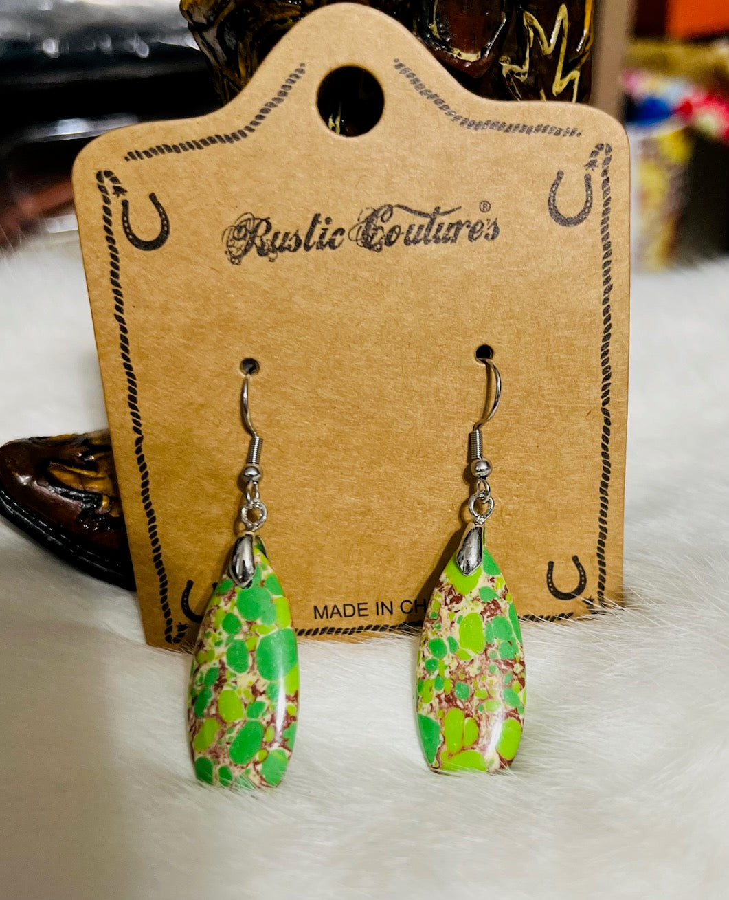 Rustic's Couture's Natural Stone Dangle Earrings Cedar Hill Country Market