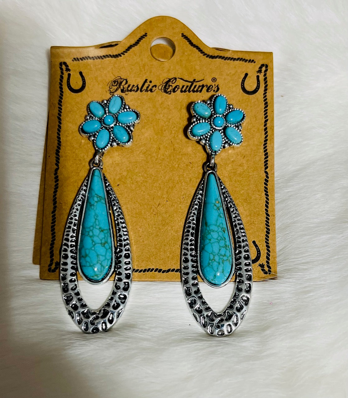 Floral Turquoise Stud Back Earrings Cedar Hill Country Market