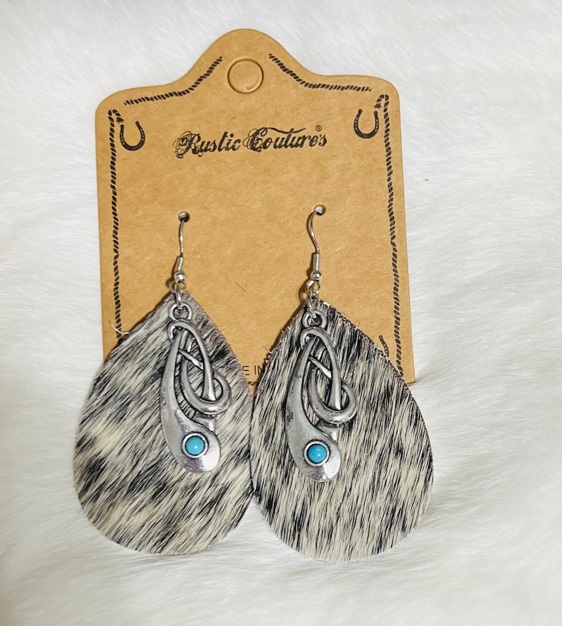 Western Cowhide Teardrop Dangle Earrings Cedar Hill Country Market