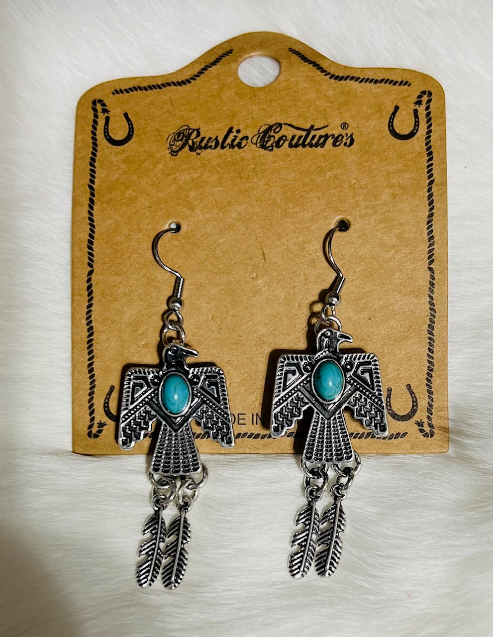 Thunderbird & Turquoise Dangle Earrings Cedar Hill Country Market