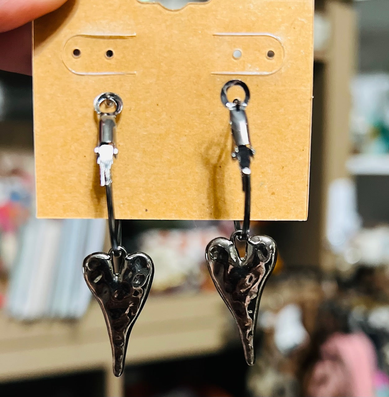 Bronze Metal Heart Hoop Earrings Cedar Hill Country Market