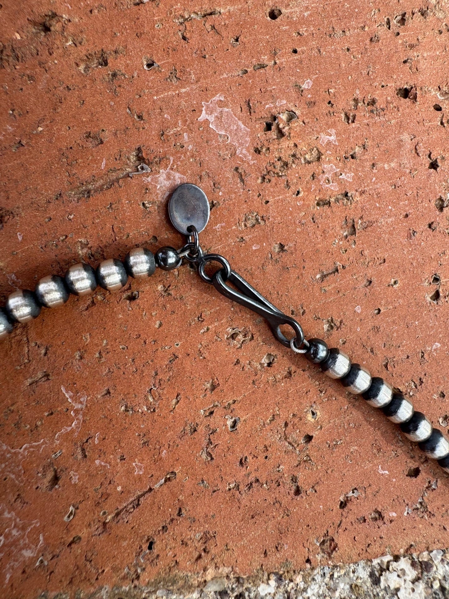 Handcrafted Sterling Silver & White Buffalo 4-8mm Beaded Necklace 30" Nizhoni Traders LLC