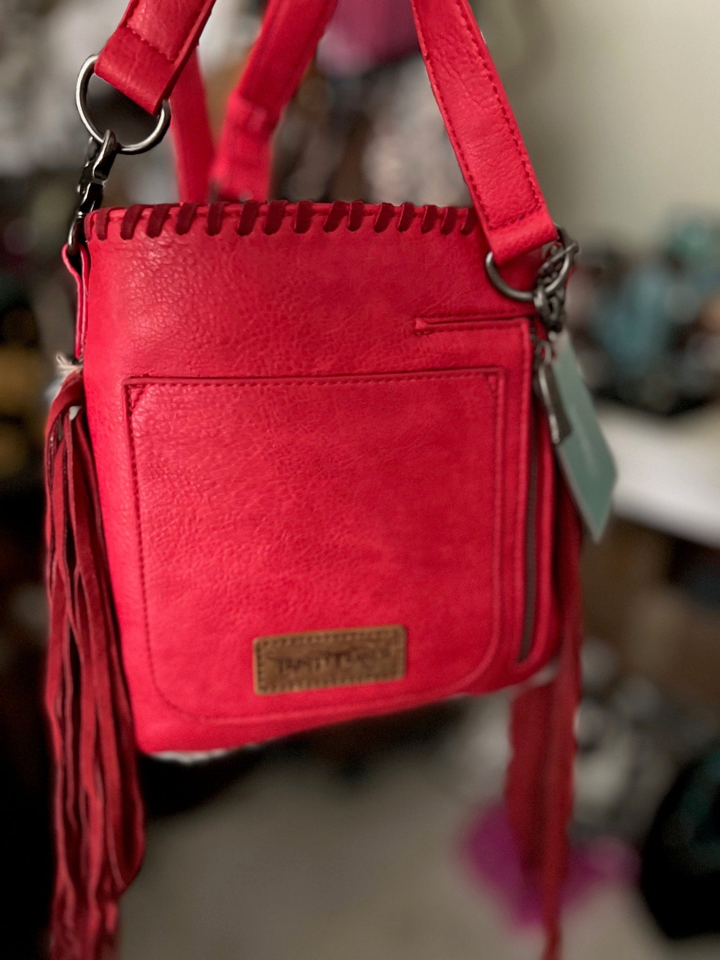 Wrangler Red Cowhide Leather Crossbody Cedar Hill Country Market