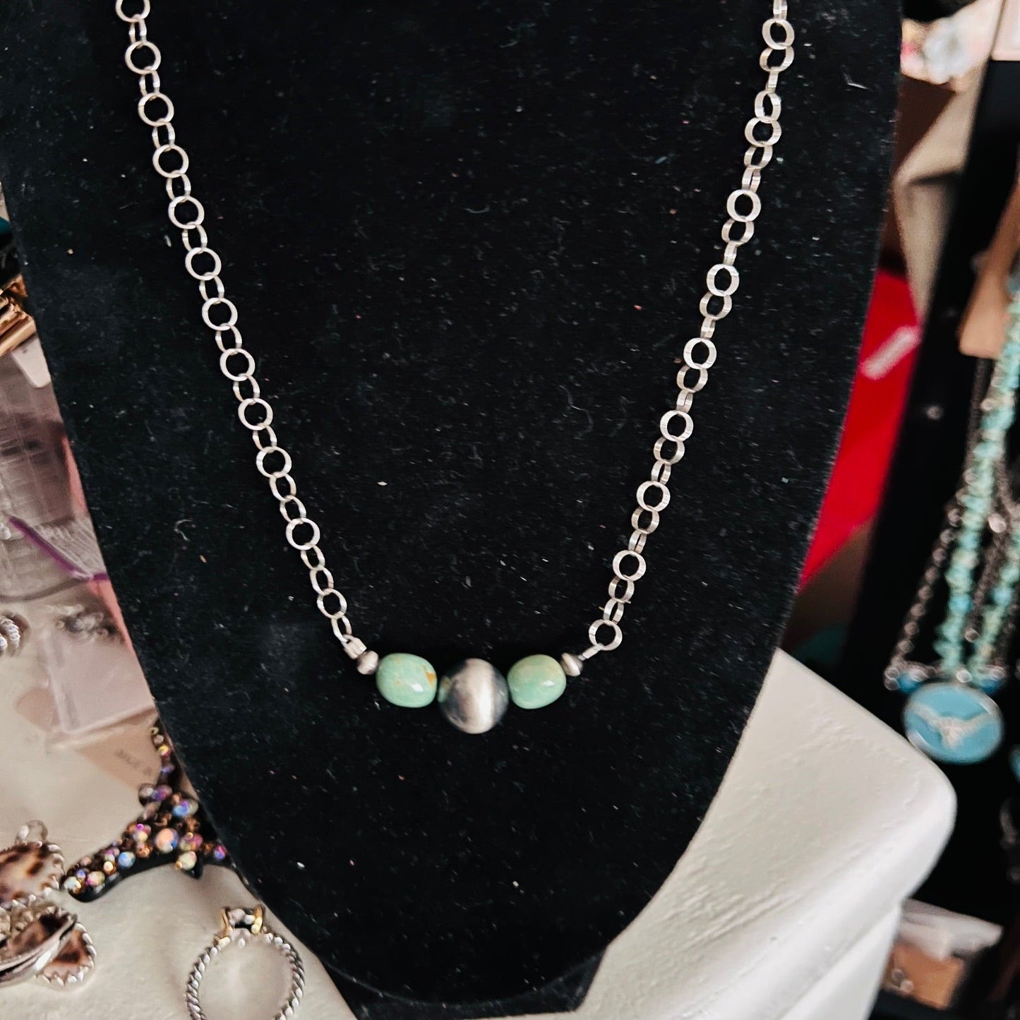 Sterling Silver and Turquoise Bead Necklace Cedar Hill Country Market