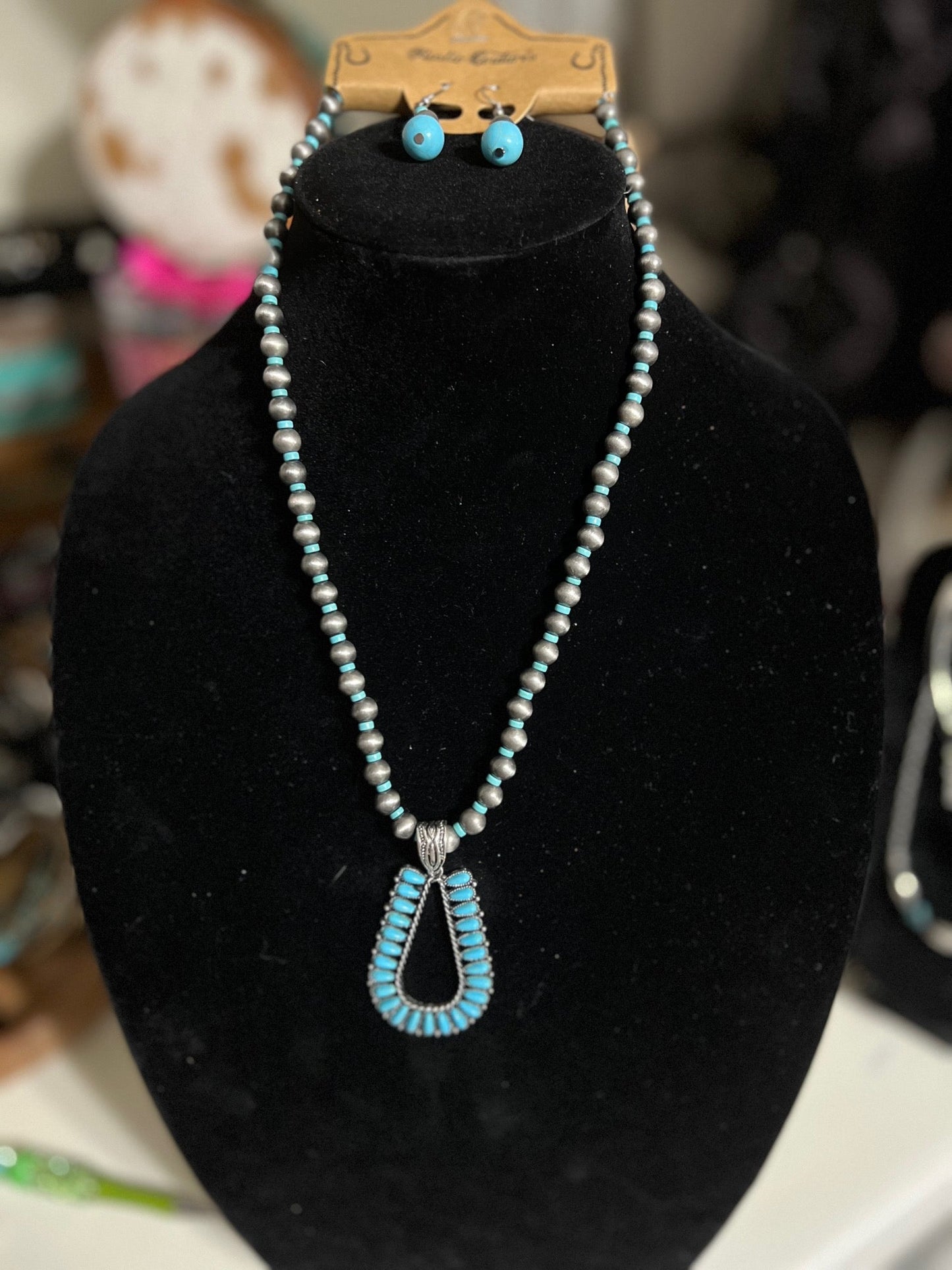 Rustic Couture's Native Inspired Fashion Turquoise Necklace Set Cedar Hill Country Market