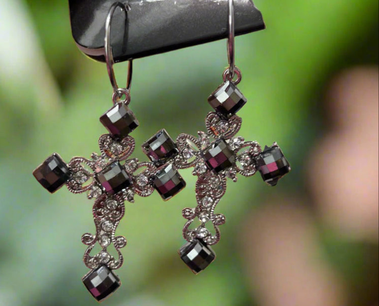 Crystal Dangle Cross Earrings Cedar Hill Country Market