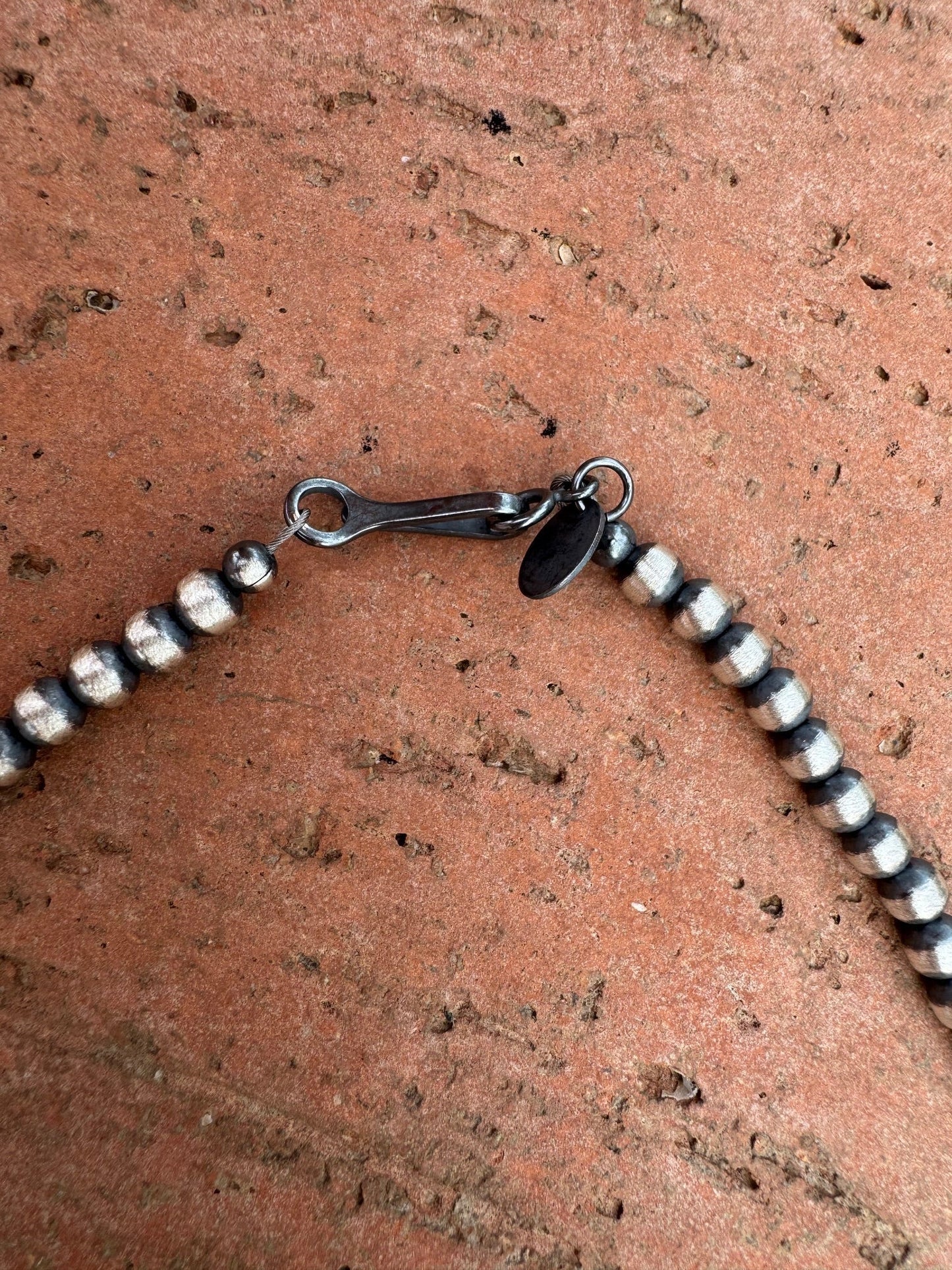 Handcrafted Orange Spiny & Sterling Silver 4mm Beaded Necklace 20" Nizhoni Traders LLC