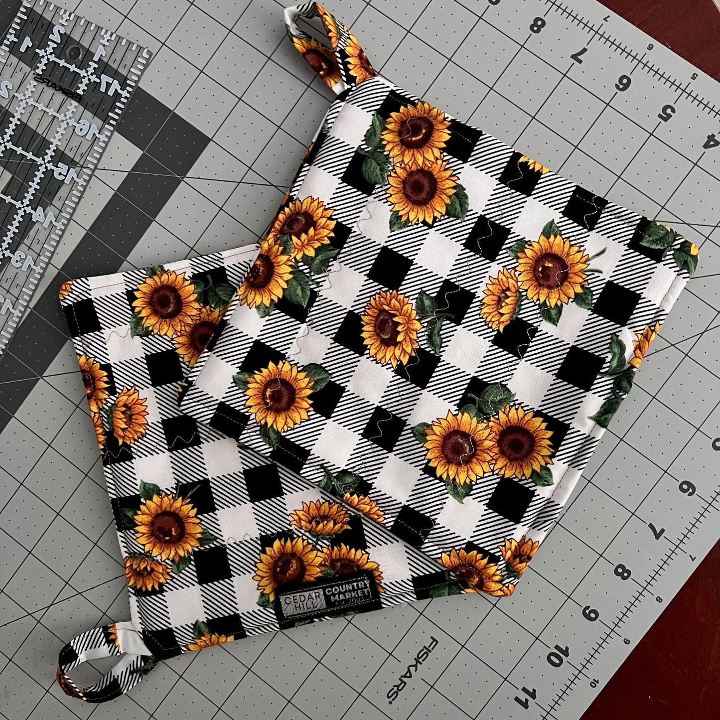 Sunflower Pot Holders/Trivets with Loop Cedar Hill Country Market