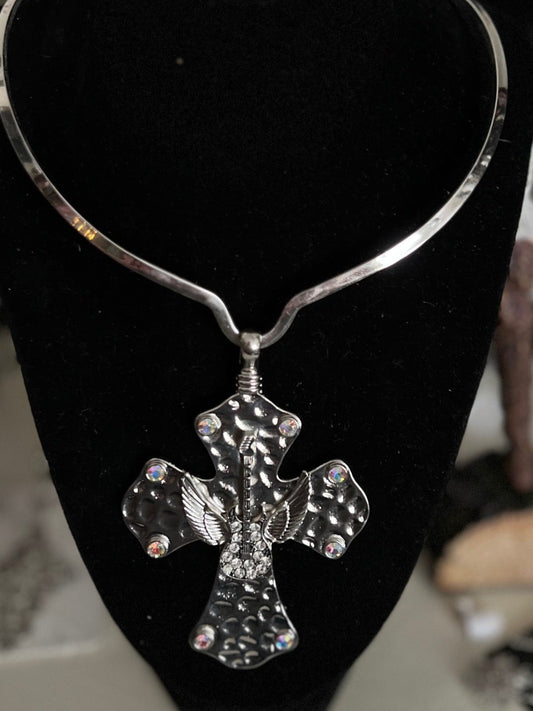 Rock and Roll Silver Fashion Cross Pendant Cedar Hill Country Market