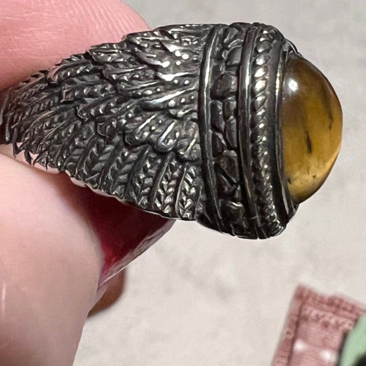 Tigers Eye Heart Wing Ring - Size 7.5 CedarHill Country Market