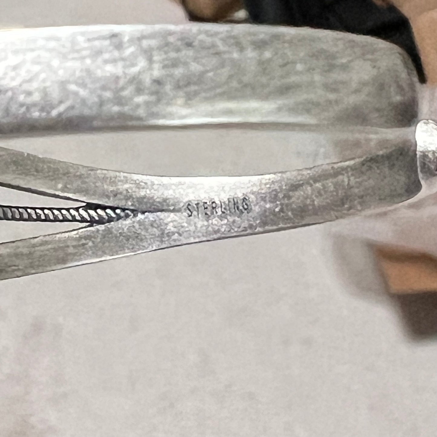 Native Inspired Charoite Sterling Silver Rope Bangle Cuff