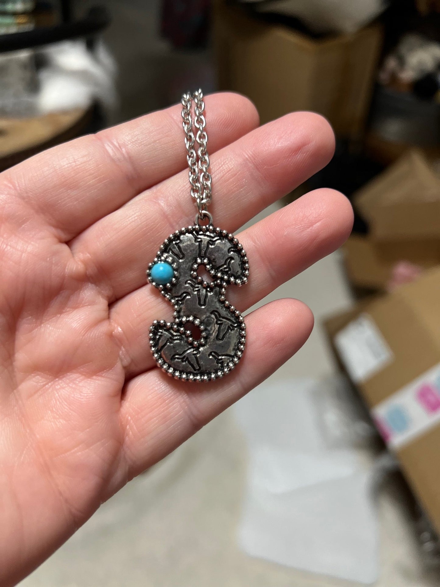 Silver and Turquoise Letter/Initial Western Necklace CedarHill Country Market