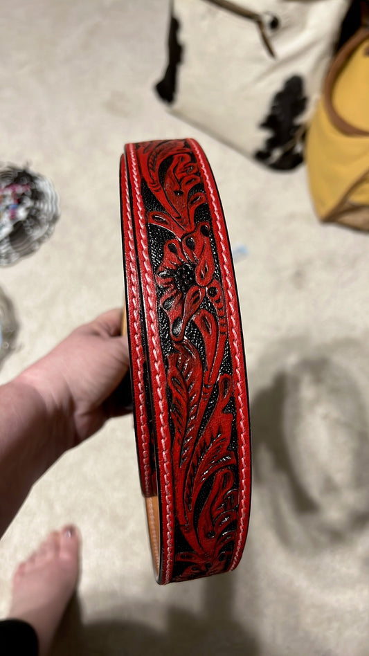 RED and Black American Darling Western Buckle Belt XL/40 CedarHill Country Market