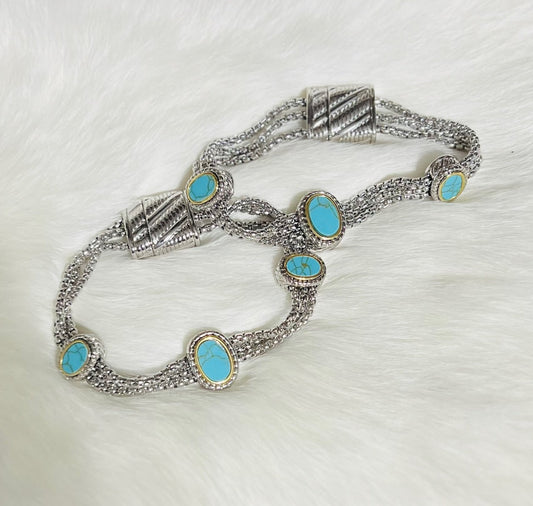 Silver and Turquoise Fashion Bracelets - 18K Gold Dipped Cedar Hill Country Market